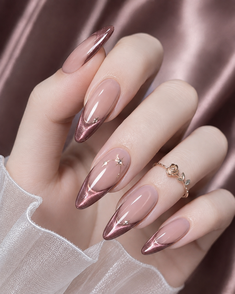 Rose Gold Cat Eye French Tip Nails: Step-by-Step Guide & Trends