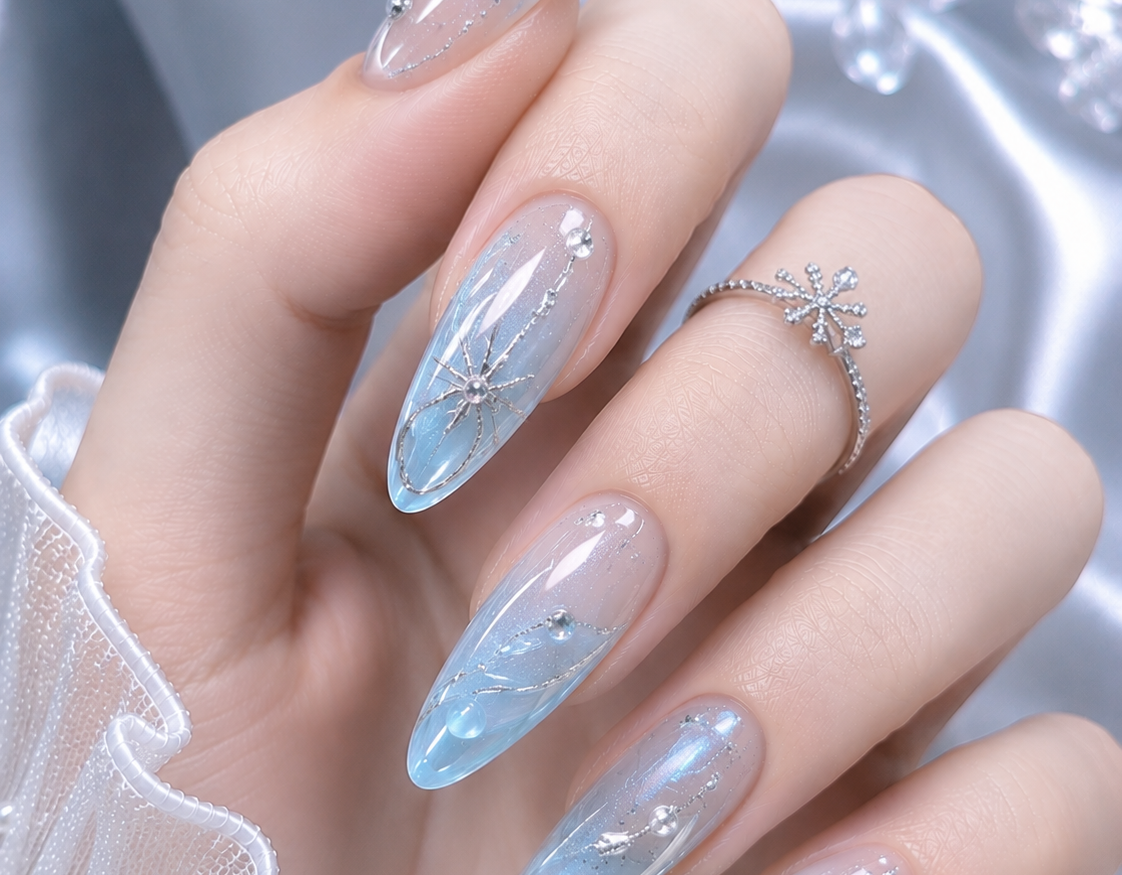 Frozen Ice Blue Almond Nails: 2026 Winter Nail Art Guide