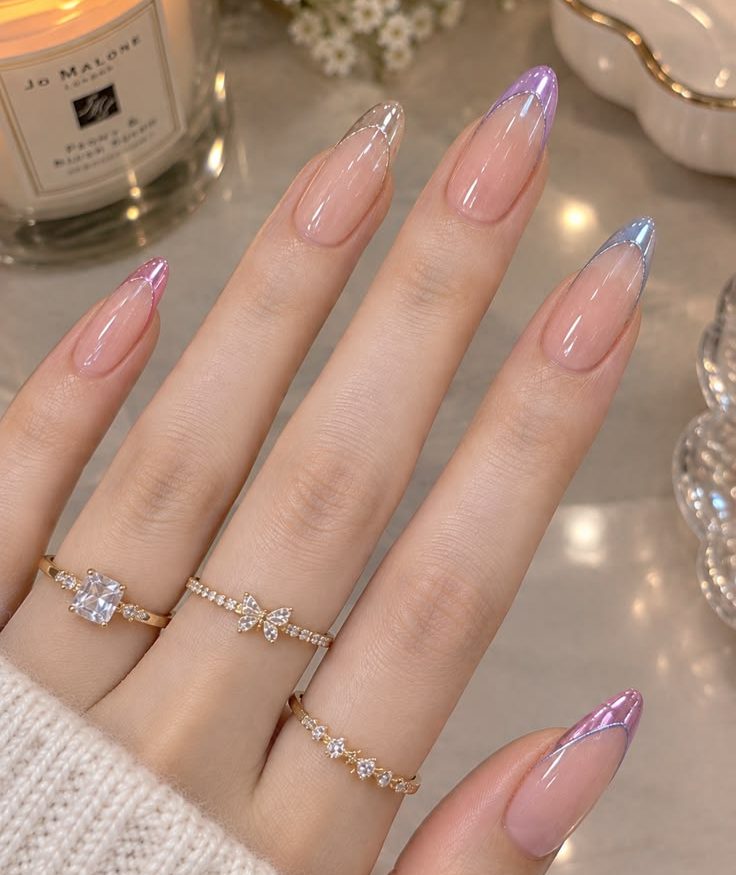 Metallic French Tip Nails with Pastel Chrome Outlines: Ultimate Guide & Tutorial