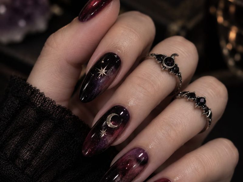 Celestial Gothic Nails Guide: Galaxy Art & Moon Nail Design