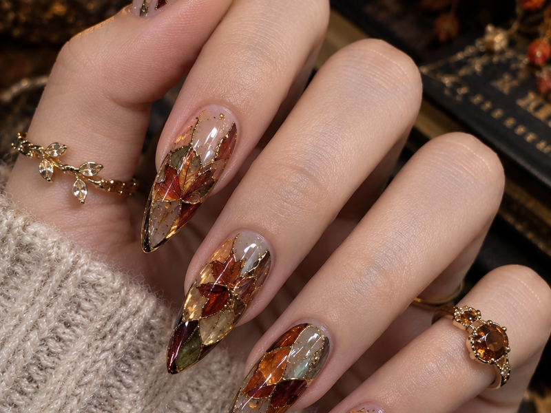 Stained Glass Autumn Leaf Nails: Ultimate Fall Manicure Guide