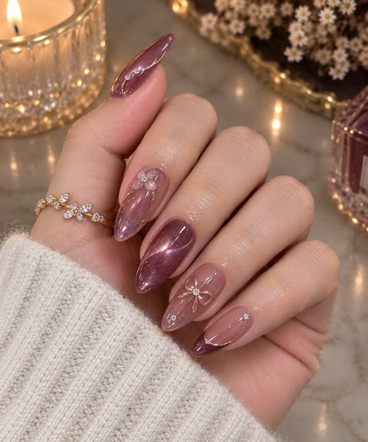 Mauve Cat-Eye & Floral Coquette Nails: Ultimate 2026 Trend Guide