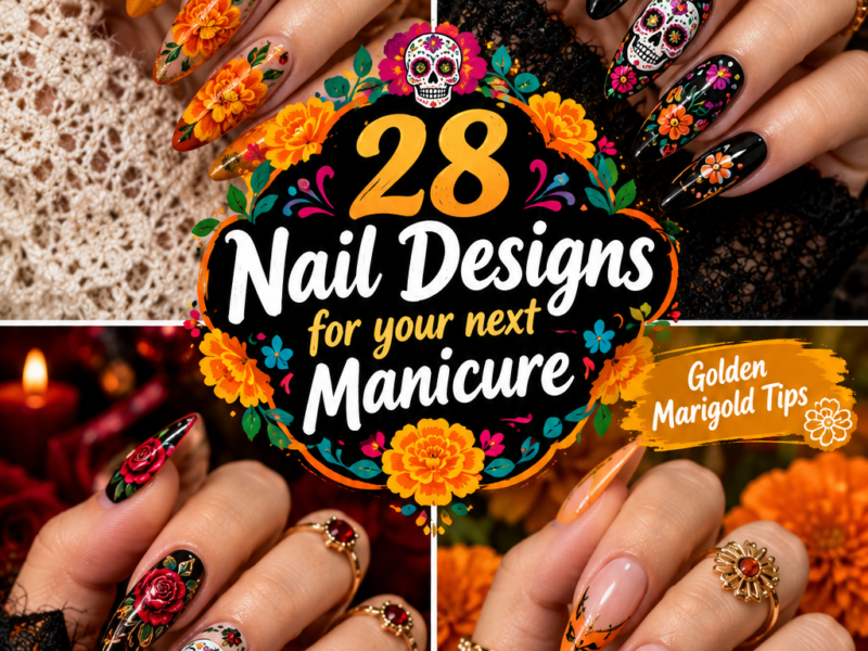 28 Stunning Nail Designs for Your Next Manicure: Day of the Dead Ideas