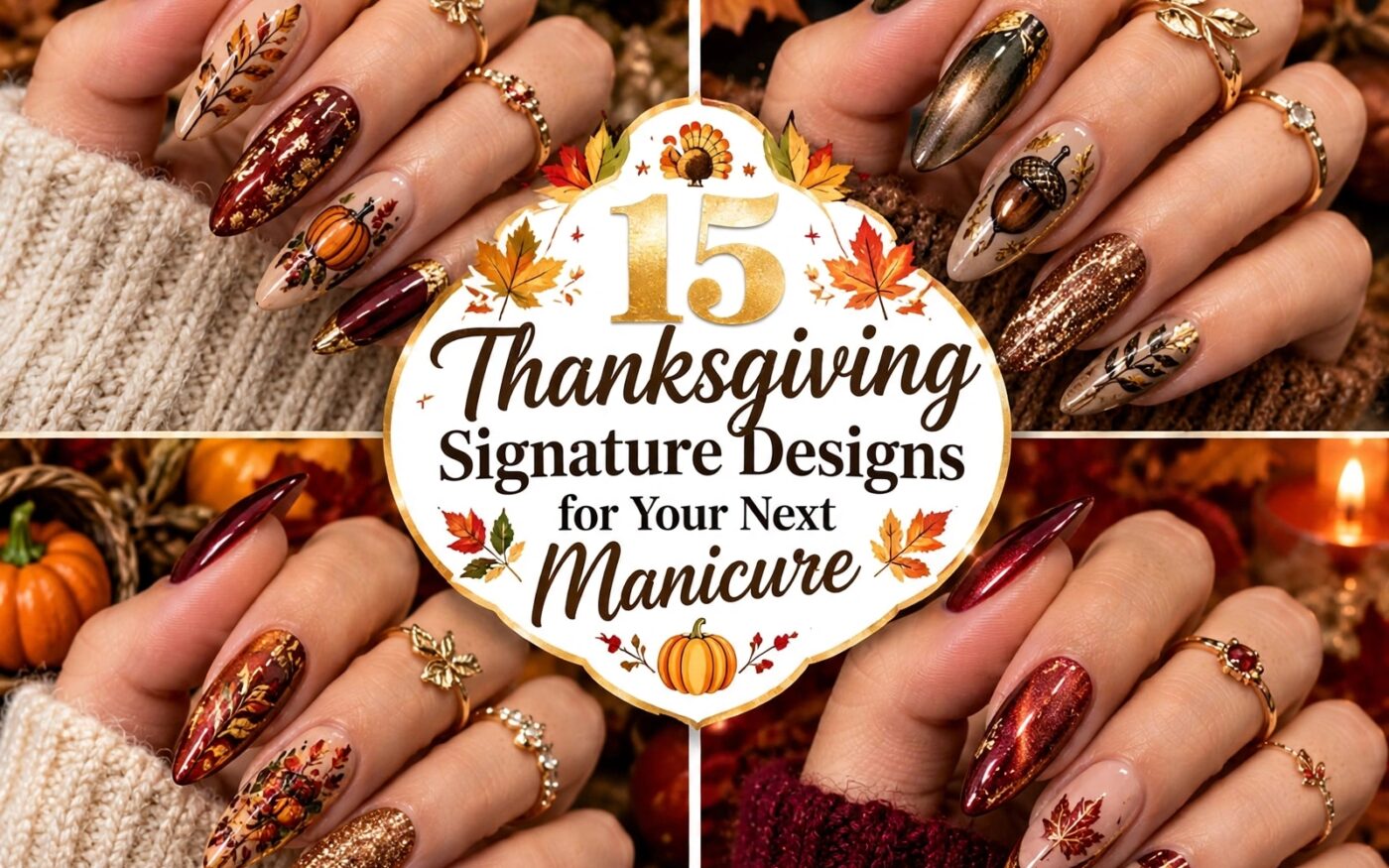 15 Best Thanksgiving Nail Art Ideas & Autumn Signature Designs