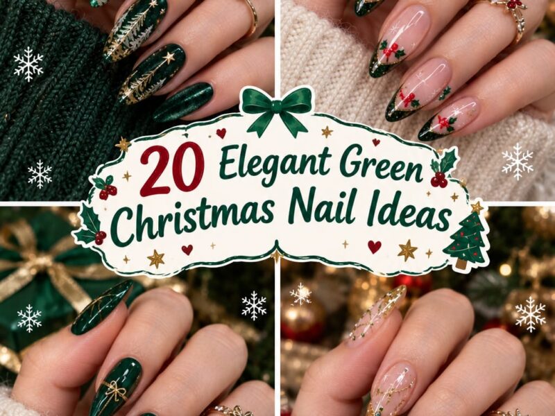 20 Elegant Green Christmas Nail Ideas to Festive Up Your Holiday Look