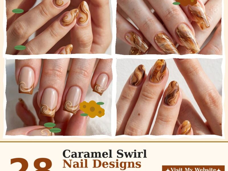 28 Caramel Swirl Nail Designs for Warm Autumn Evenings — nail designs collage