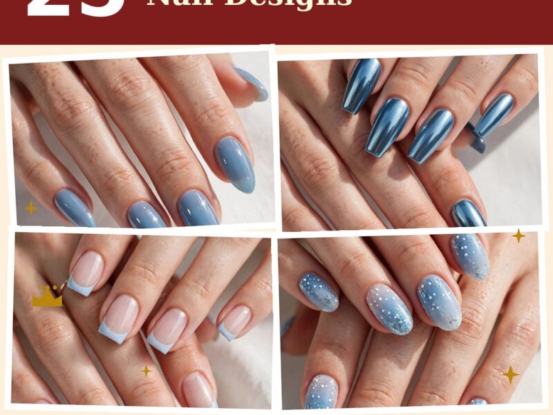 25 Ice Blue Nail Designs for Chilly Winter Mornings — nail designs collage