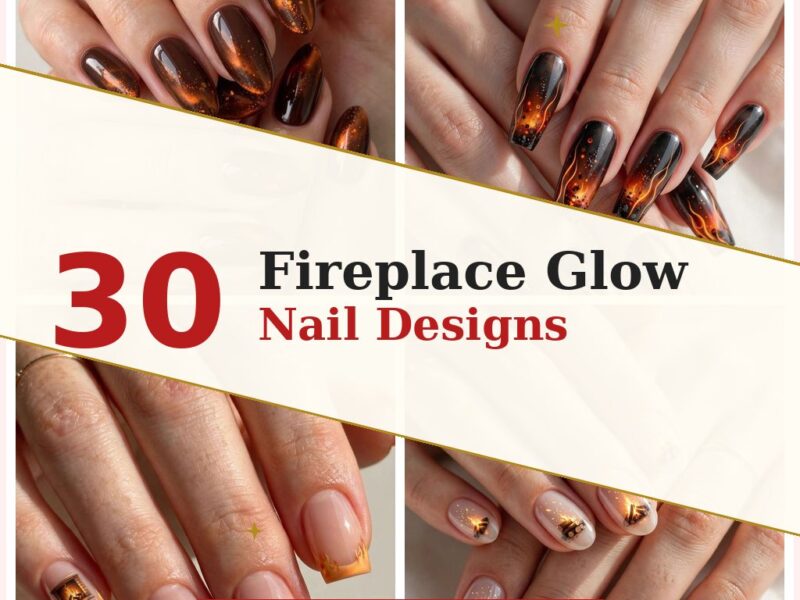 30 Fireplace Glow Nail Designs for Cozy Winter Nights — nail designs collage
