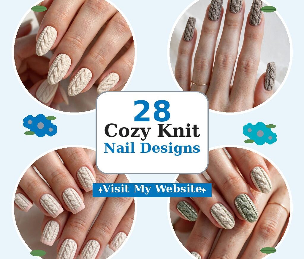 28 Cozy Knit Nail Designs for Warm Winter Weekends — nail designs collage