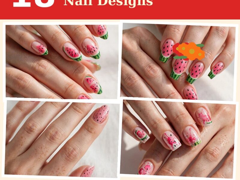 18 Juicy Watermelon Nail Designs for Sweet Summer Fun — nail designs collage